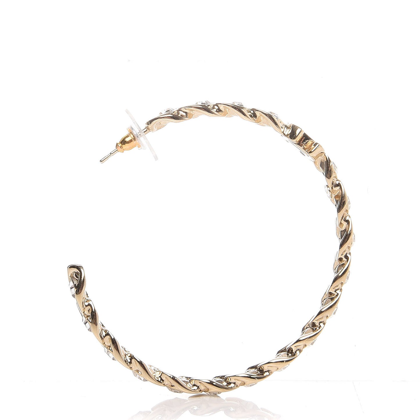 Crystal CC Hoop Earrings Gold