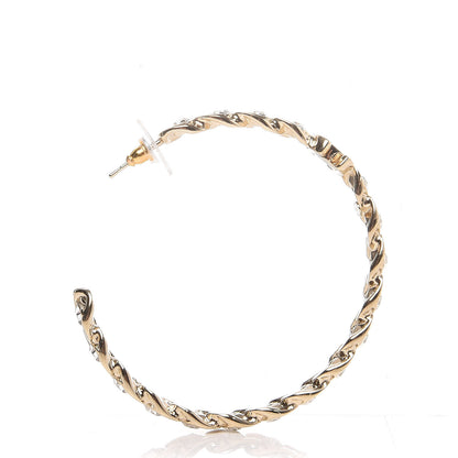 Chanel Crystal CC Hoop Earrings Gold 6 of 7