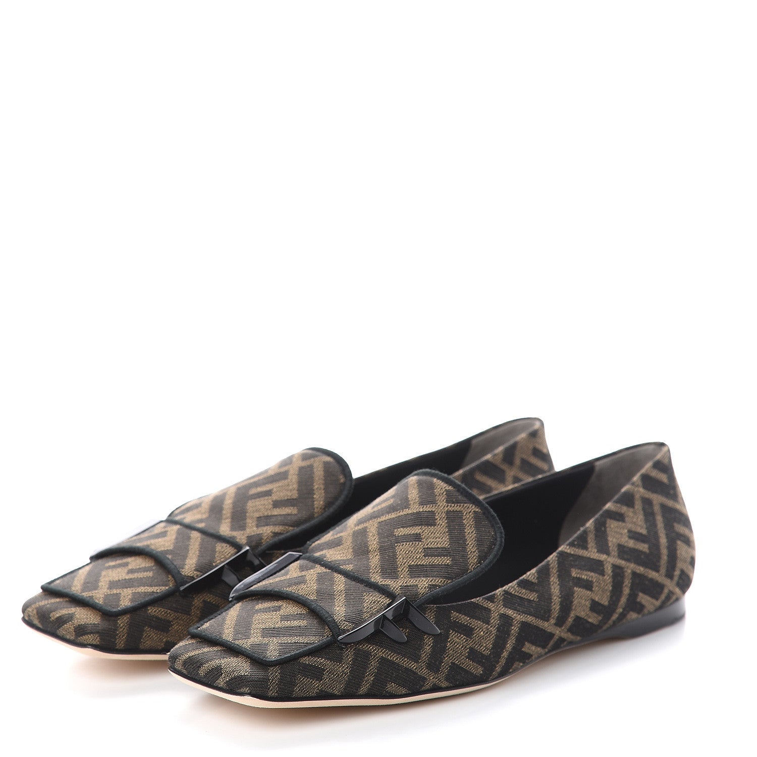 Fendi Jacquard FFreedom Square Toe Loafers 38.5 Tobacco 3 of 7
