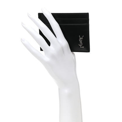 Saint Laurent Calfskin Tiny Cassandre Credit Card Case Black 2 of 9