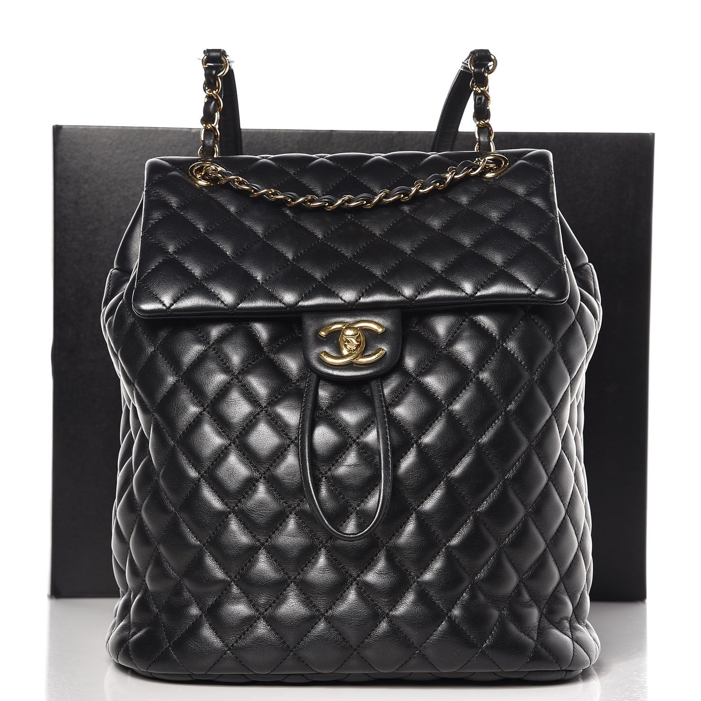 Calfskin Quilted Large Urban Spirit Backpack Black