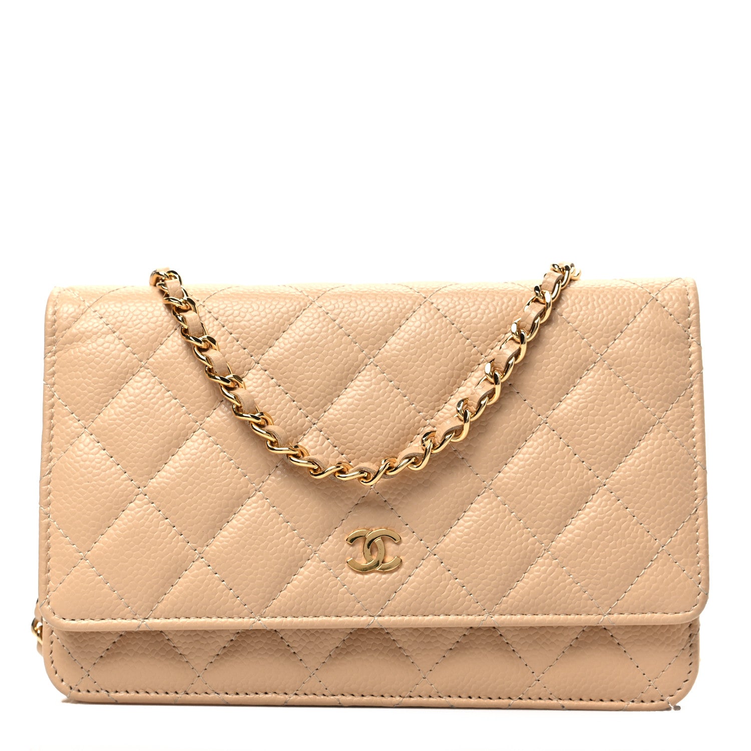 Chanel Caviar Quilted Wallet On Chain WOC Beige 1 of 8