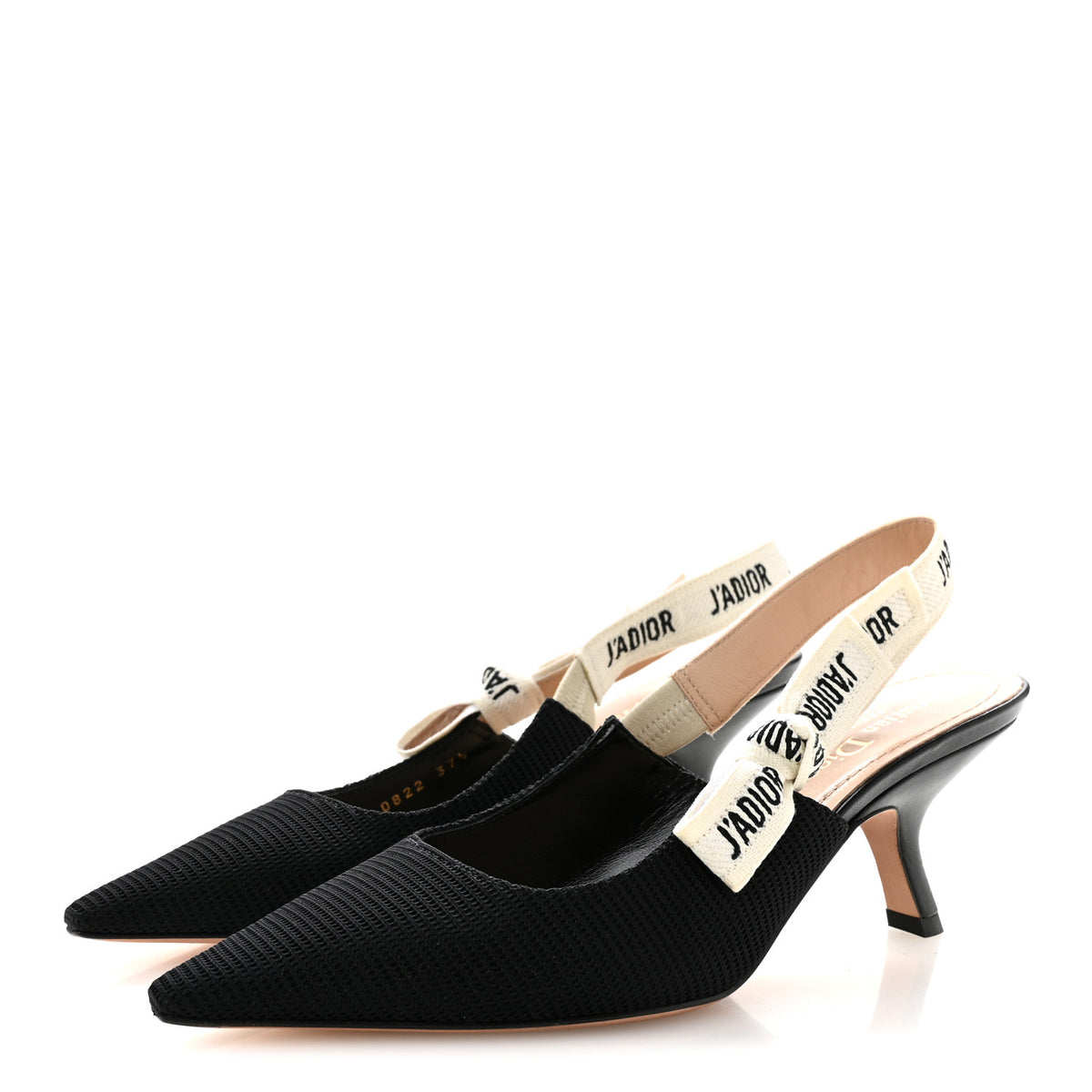 Christian Dior Technical Canvas Ribbon J Adior Slingback 65mm Pumps 37.5 Black 4 of 10