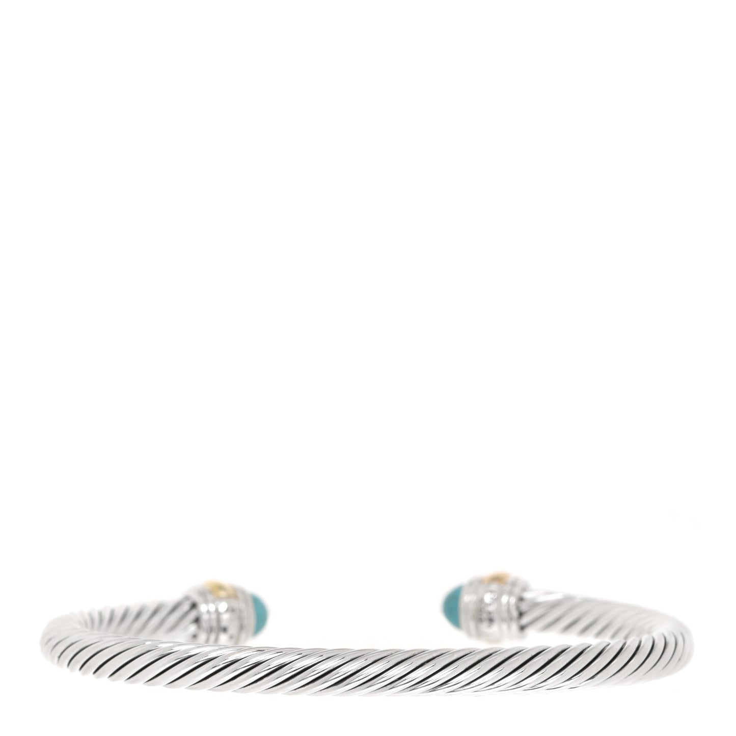 Sterling Silver 14K Yellow Gold Turquoise 5mm Cable Classics Bracelet