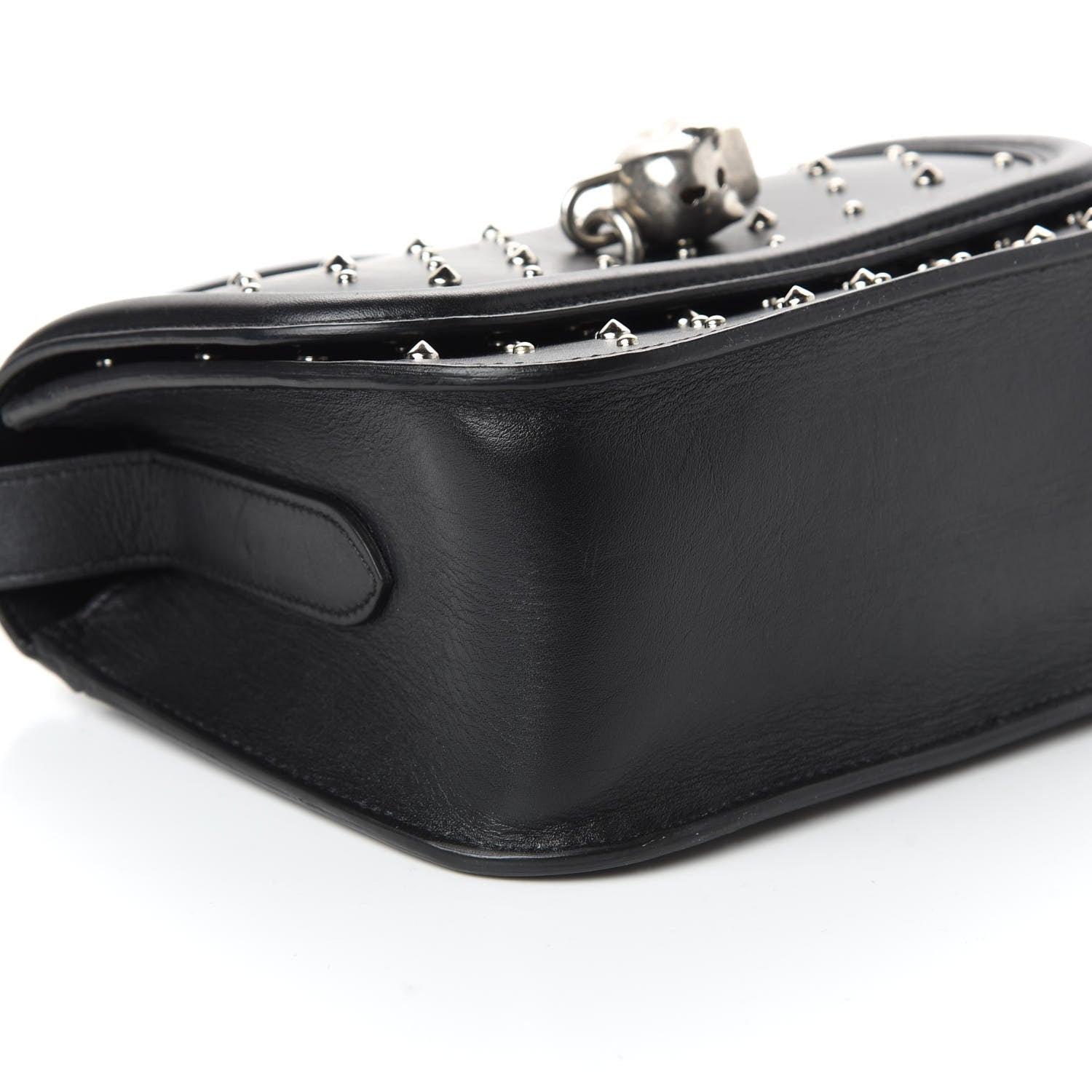 Alexander McQueen Calfskin Studded Small Padlock Crossbody Bag Black 6 of 10