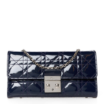 Christian Dior Patent Cannage Miss Dior Chain Wallet Blue Nuit 1 of 12
