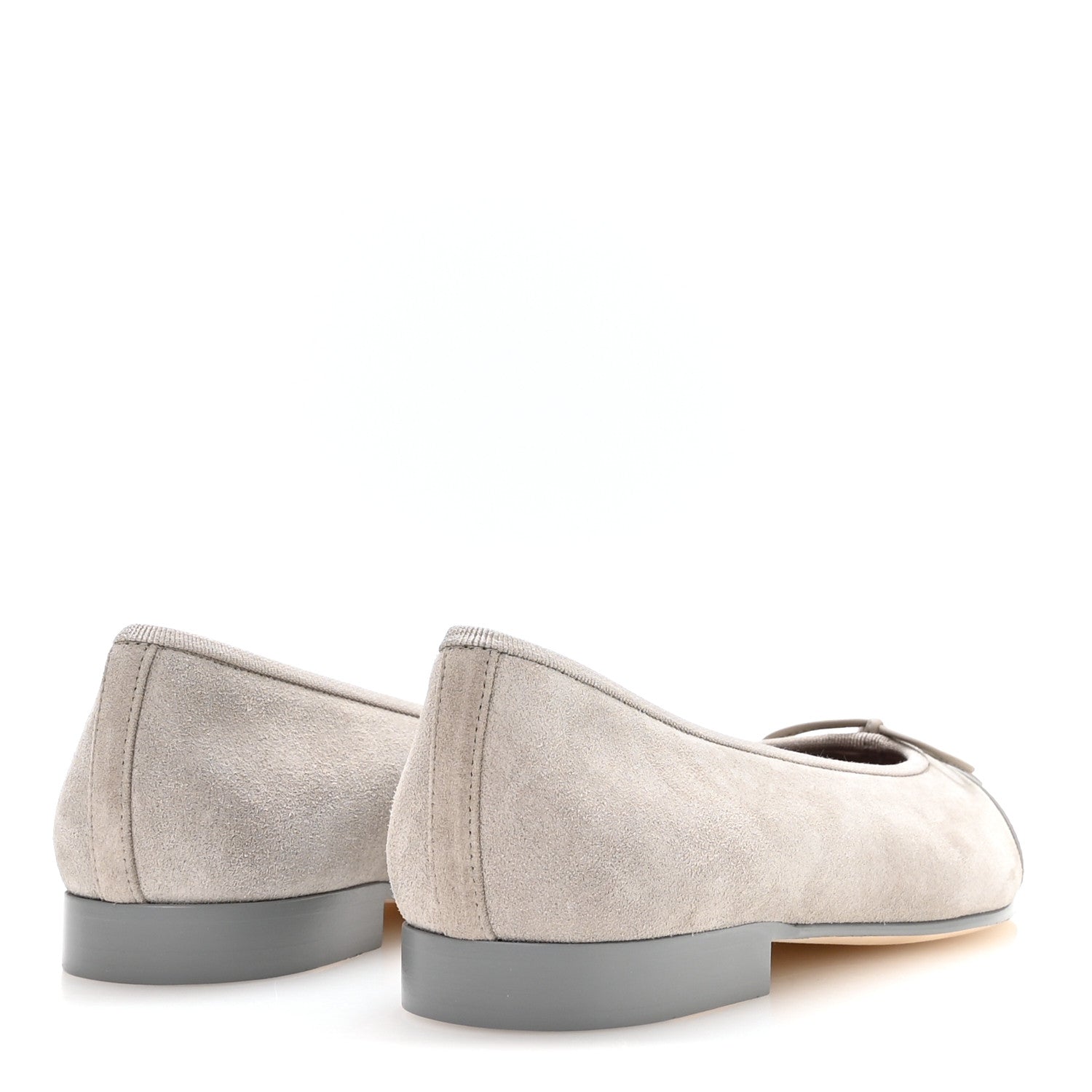 Chanel Suede Patent Cap Toe CC Ballerina Flats 38.5 Grey 38 Light Grey 5 of 9