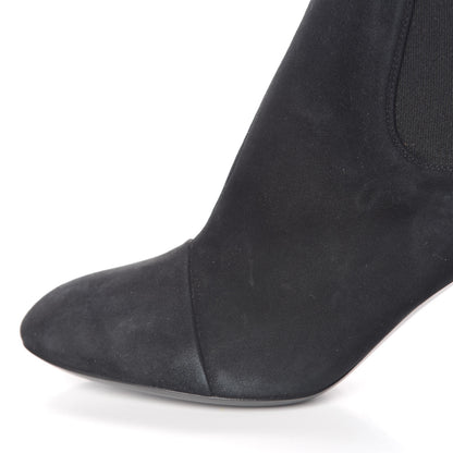 Louis Vuitton Suede Monogram Uniformes Cap Toe Chelsea 75mm Ankle Boots 36.5 Black 8 of 11