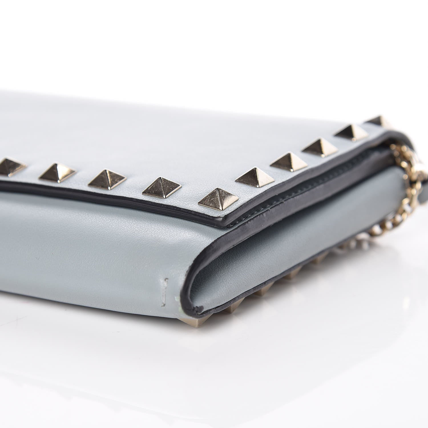 Valentino Garavani Vitello Small Rockstud Flap Wallet on Chain Nube 10 of 14