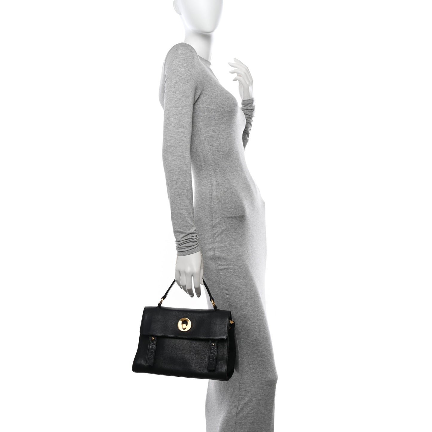 Calfskin Canvas Small Muse Two Black