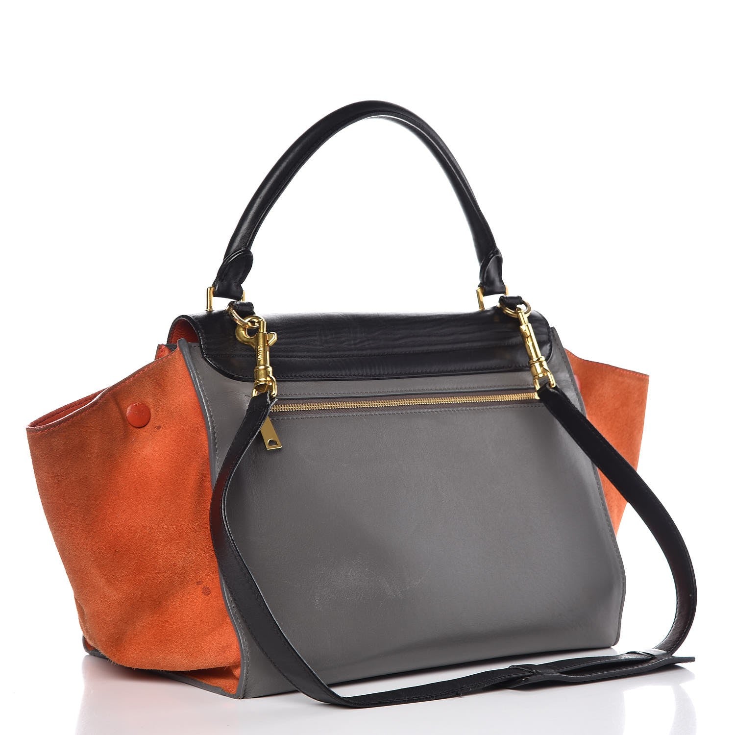 Celine Smooth Calfskin Suede Medium Tri-Color Trapeze Flamingo 4 of 23