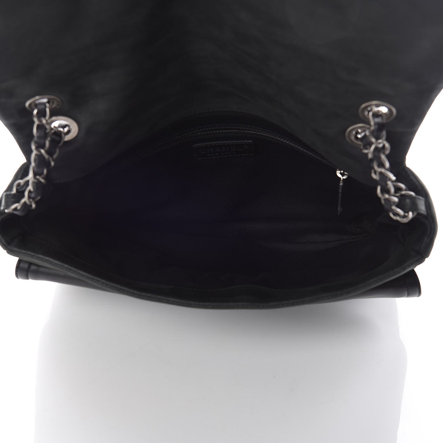 Iridescent Calfskin Jumbo In the Mix Double Flap Black