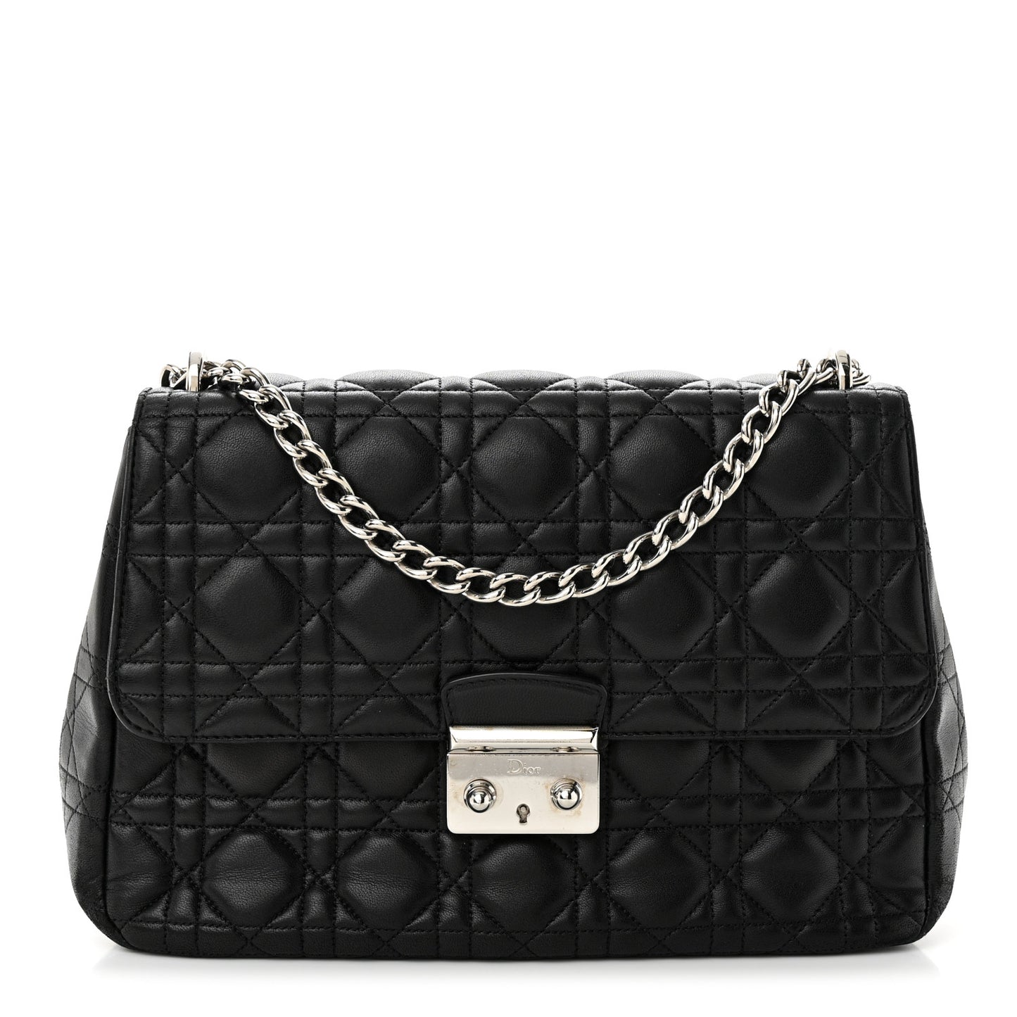 CHRISTIAN DIOR Lambskin Cannage Small Miss Dior Flap Black