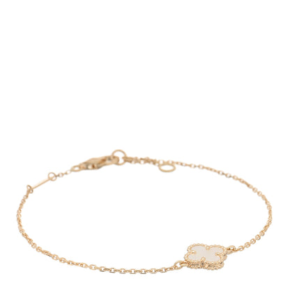 Van Cleef & Arpels 18K Yellow Gold Mother of Pearl Sweet Alhambra Bracelet 1 of 3