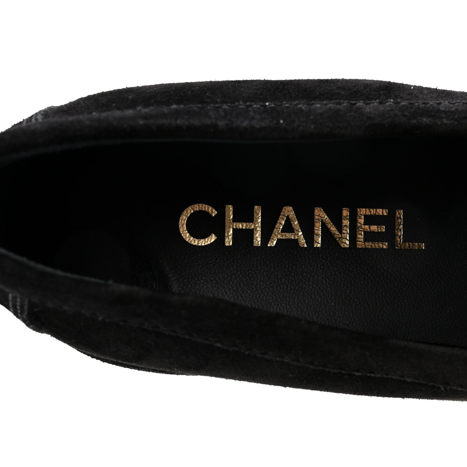 Chanel Suede Calfskin Pearl CC Moccasin Loafers 40 Black 8 of 9
