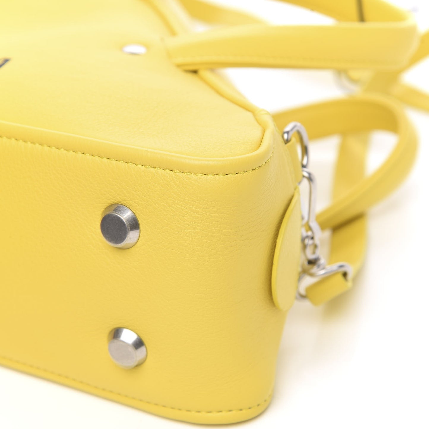 Shiny Day Calfskin Logo S Triangle Duffle Jaune Black
