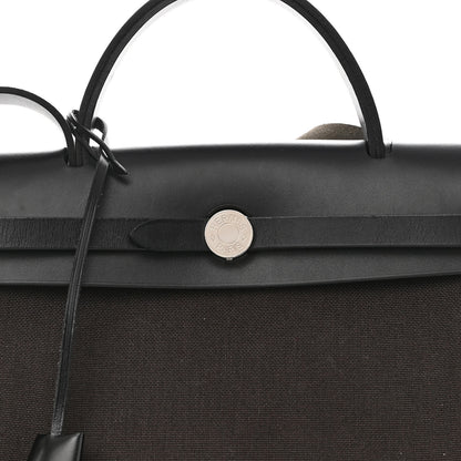 Hermes Military Toile Vache Hunter Herbag Zip Retourne 31 PM Black Ebene 9 of 14