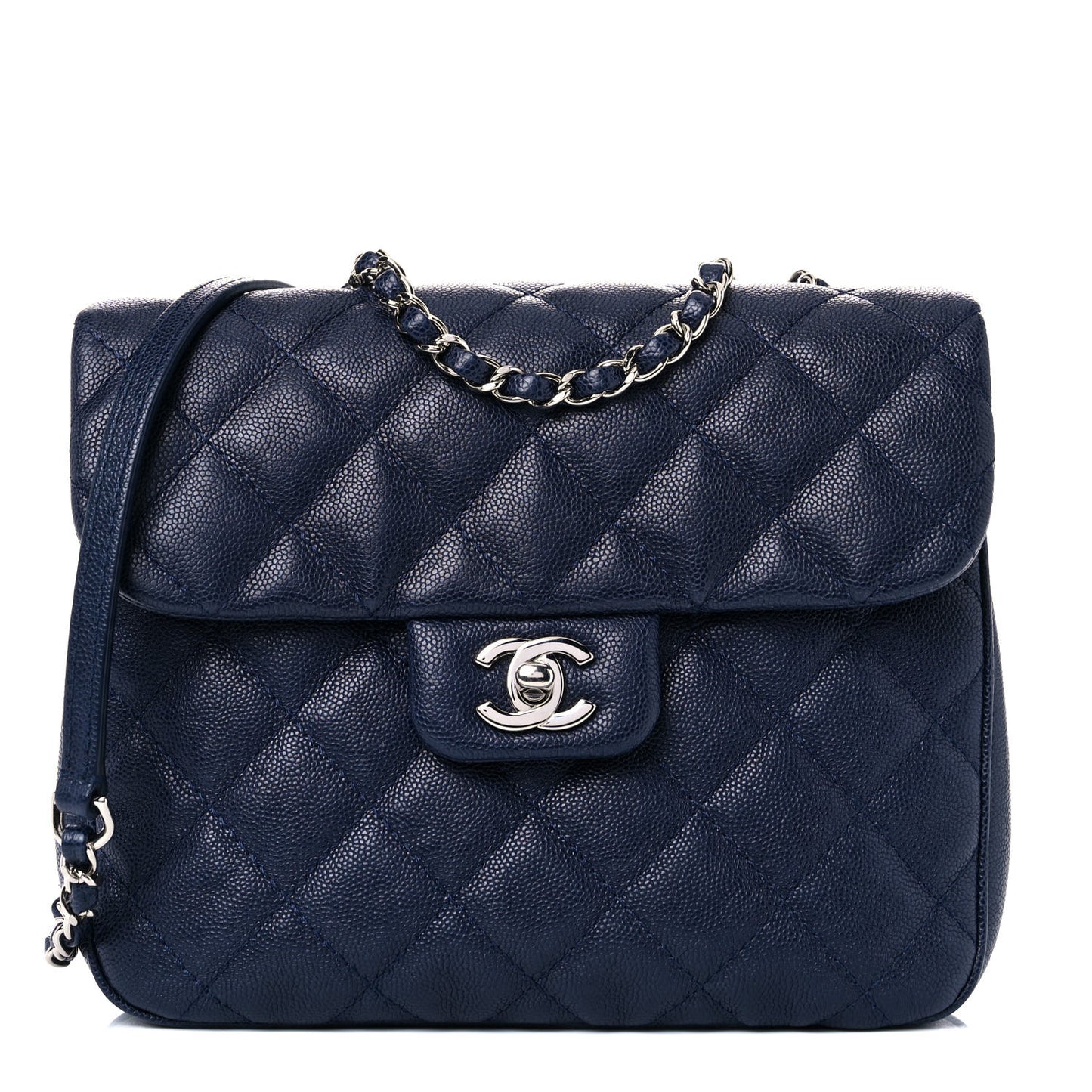 Caviar Quilted Medium Urban Companion Flap Navy
