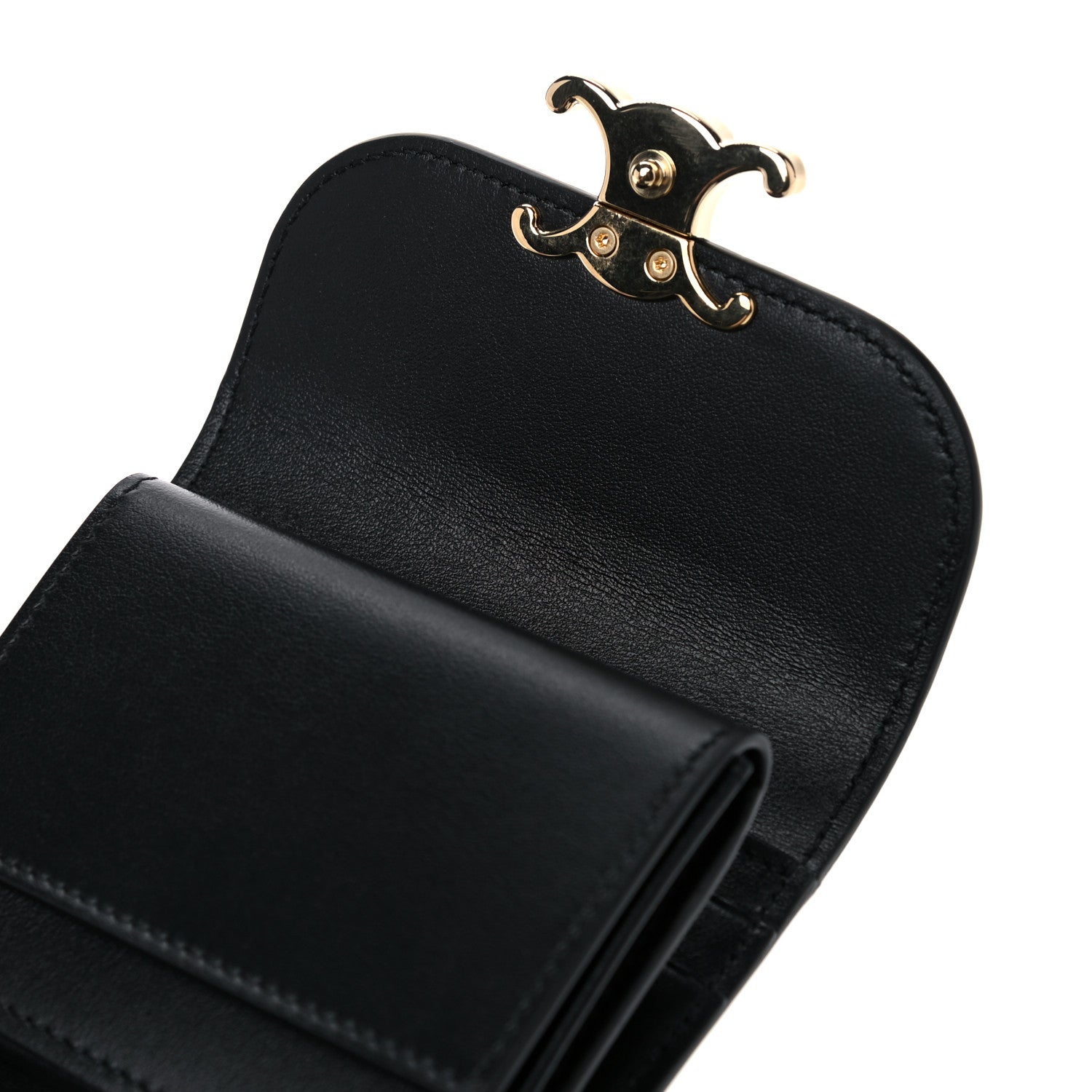 Celine Shiny Smooth Lambskin Small Triomphe Wallet Black 10 of 12