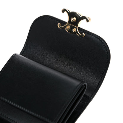 Celine Shiny Smooth Lambskin Small Triomphe Wallet Black 10 of 12