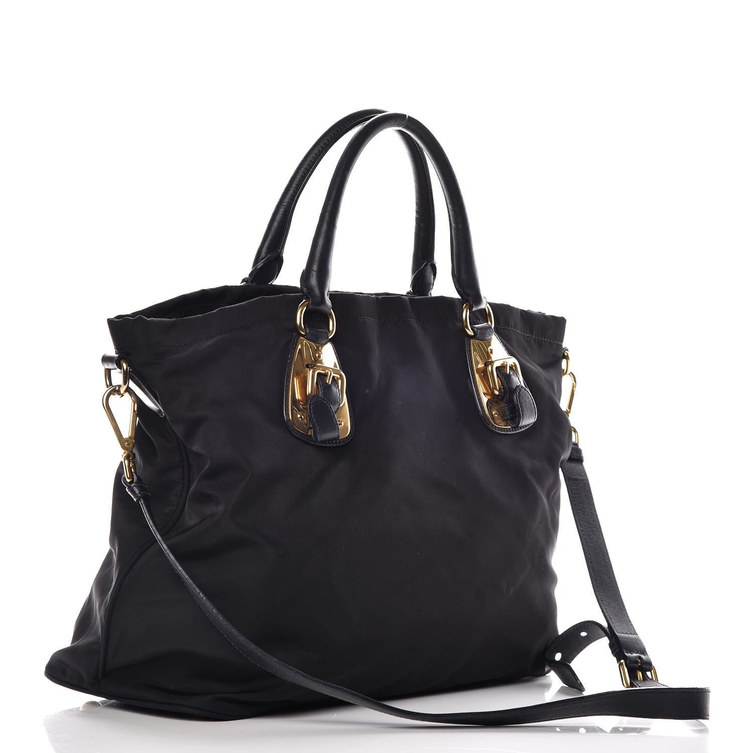 Prada Tessuto Nylon Soft Calf Tote Black 3 of 12