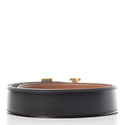Hermes Box Togo 32mm Guilloche H Belt 85 Black Gold 3 of 6