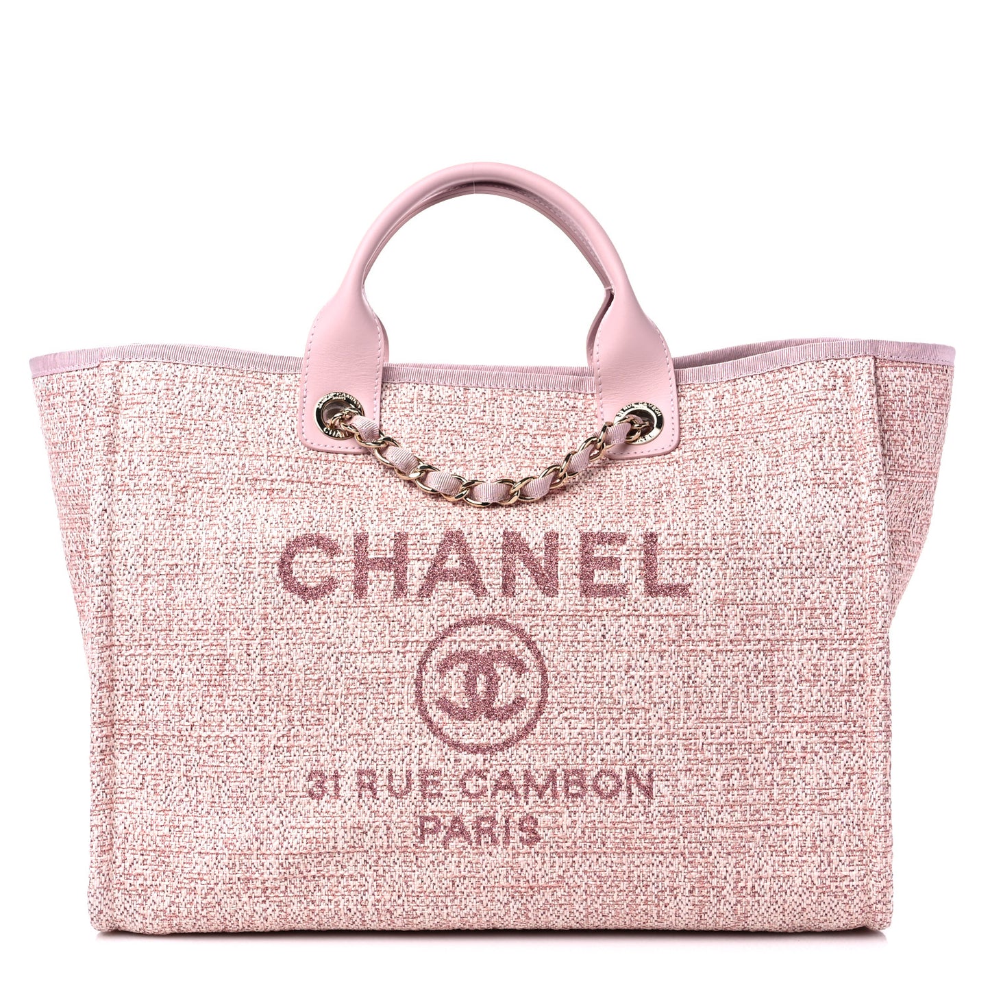 Lurex Boucle Deauville Medium Tote Pink