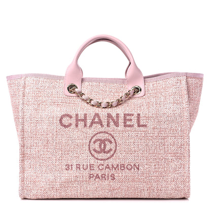 Chanel Lurex Boucle Deauville Medium Tote Pink 1 of 9