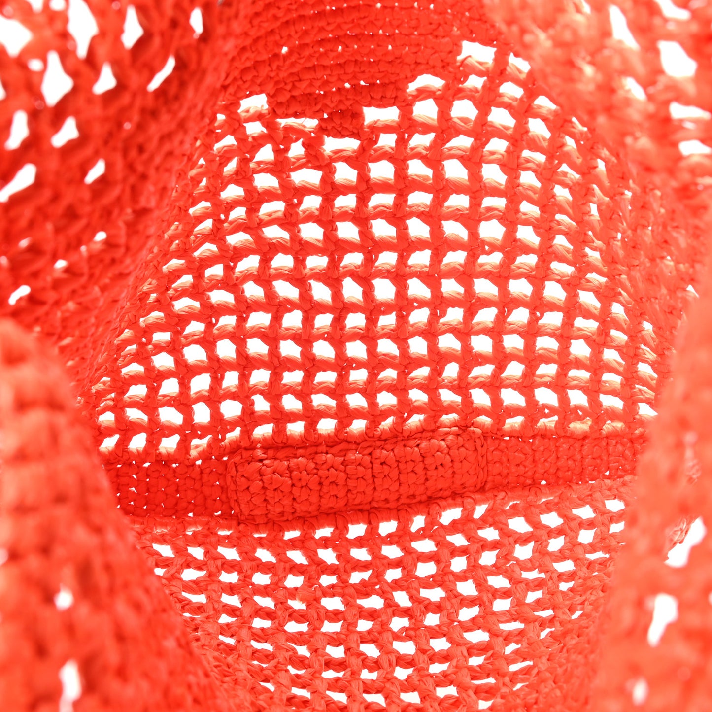 Yarn Raffia Effect Crochet Logo Embroidered Tote Bag Arancio