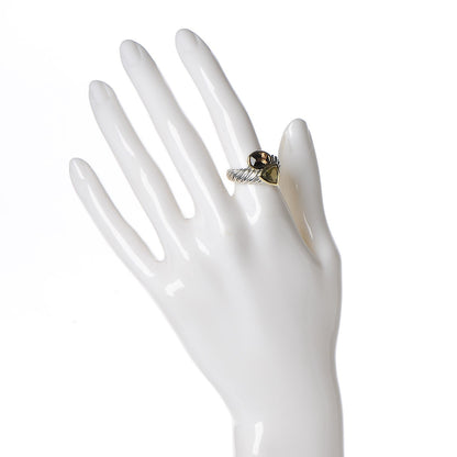 David Yurman Sterling Silver 18K Gold Smoky Quartz Prasiolite Bypass Renaissance Ring 6.25 2 of 5