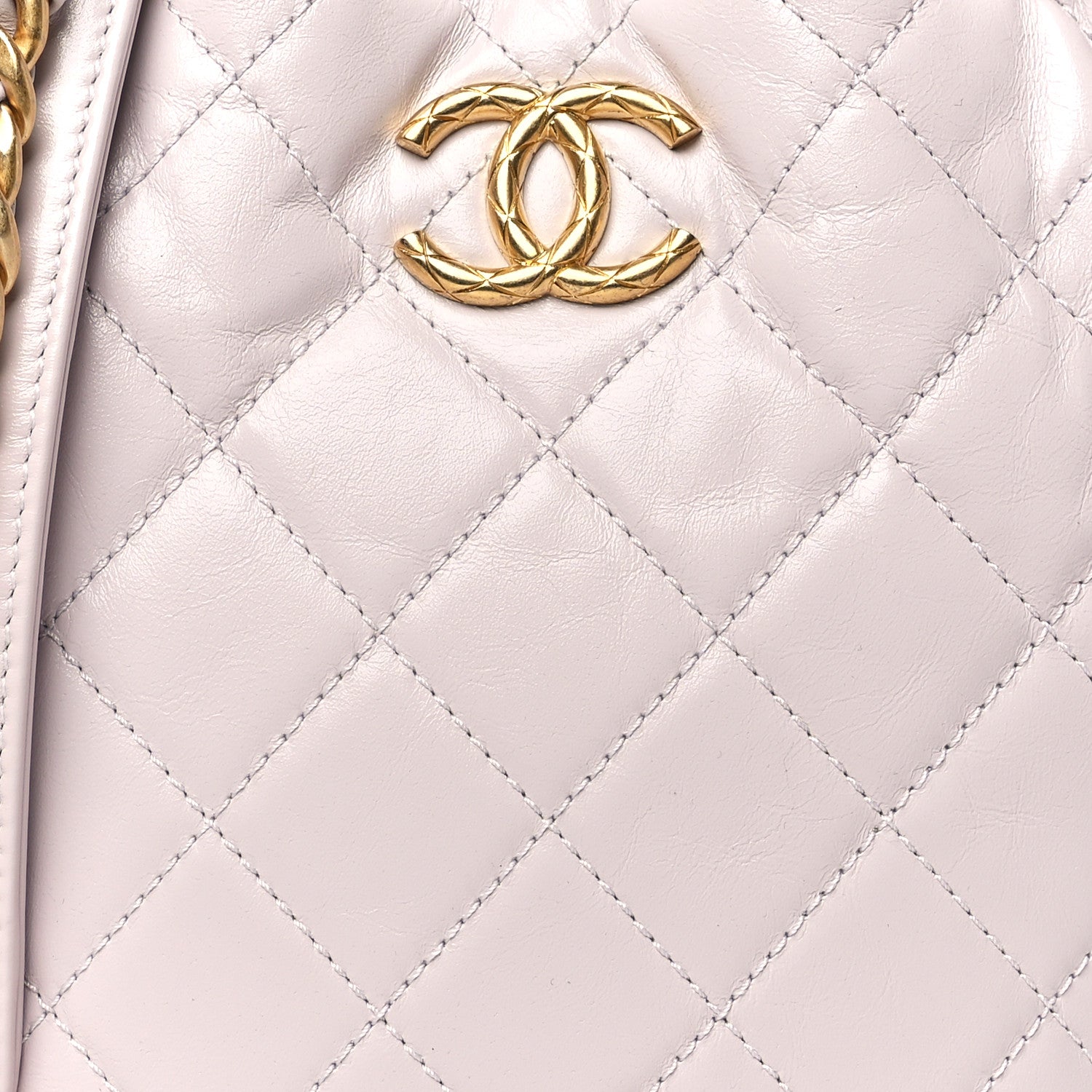 Chanel Calfskin Stitched Coco Ring Bucket Drawstring Bag Light Pink 8 of 10