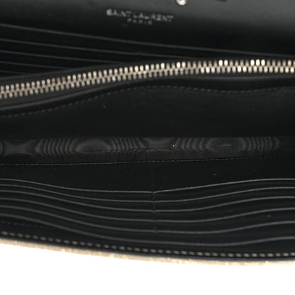 Saint Laurent Metallic Sparkle Fabric Monogram Chain Wallet Platino 5 of 13