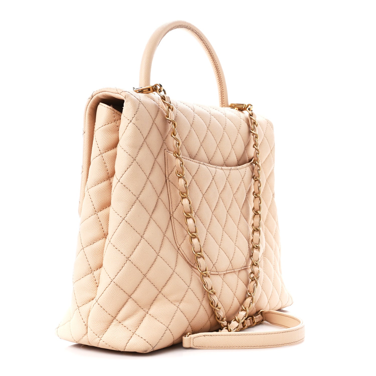 Chanel Caviar Quilted Large Coco Handle Flap Beige 3 of 15