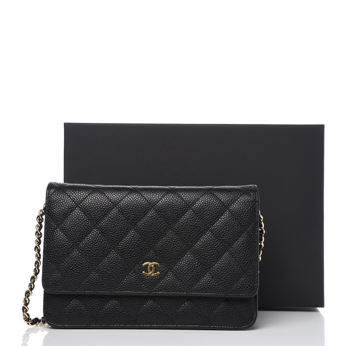 Caviar Quilted Wallet On Chain WOC Black