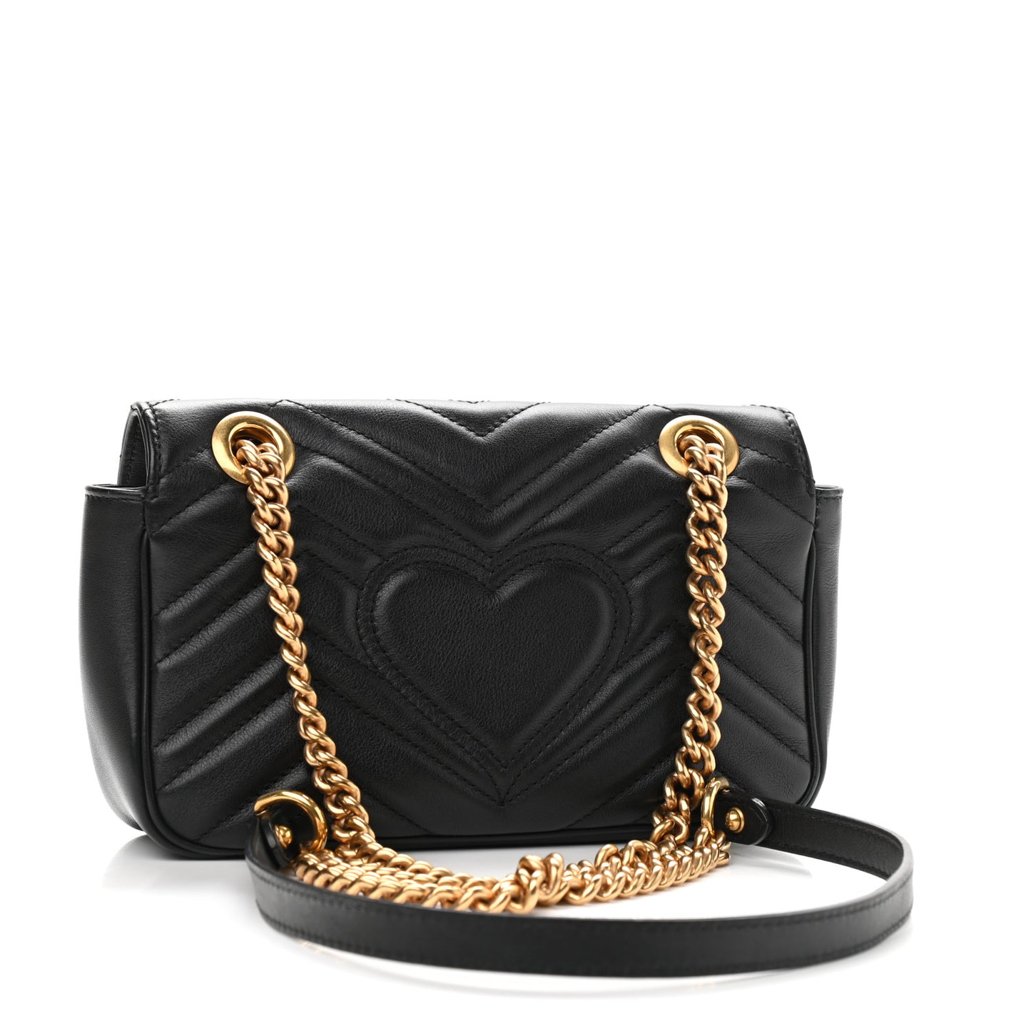 Calfskin Matelasse Mini GG Marmont Shoulder Bag Black