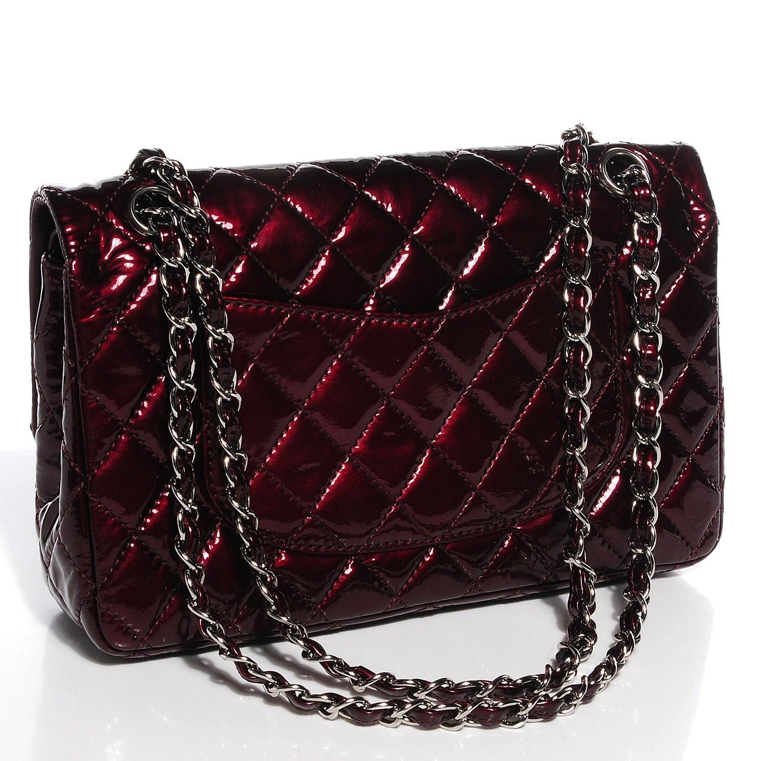 Chanel Patent Quilted Medium Double Flap Bordeaux 3 of 9