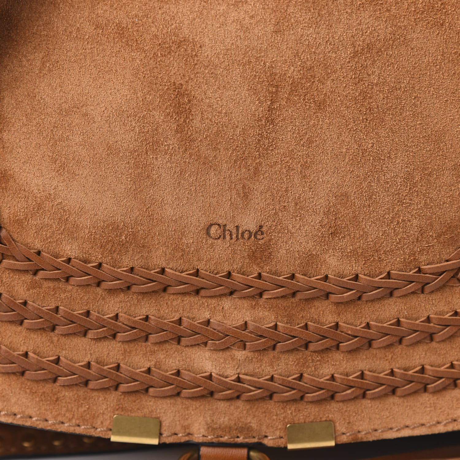Chloe Suede Calfskin Braided Medium Marcie Satchel Caramel 9 of 9