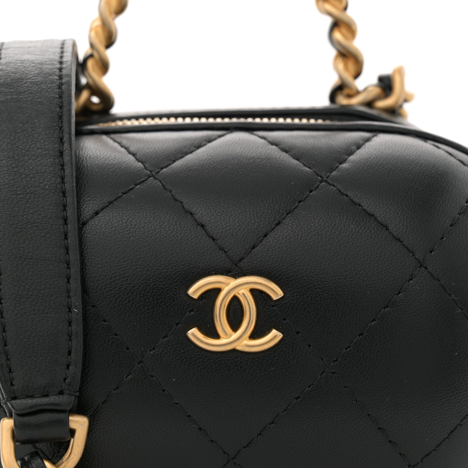 Chanel Lambskin Quilted CC Bubble Vanity Case With Chain Black 8 of 10