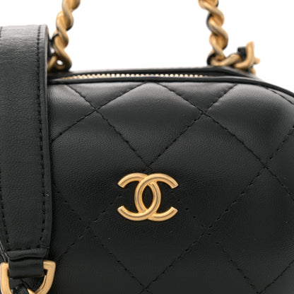 Chanel Lambskin Quilted CC Bubble Vanity Case With Chain Black 8 of 10