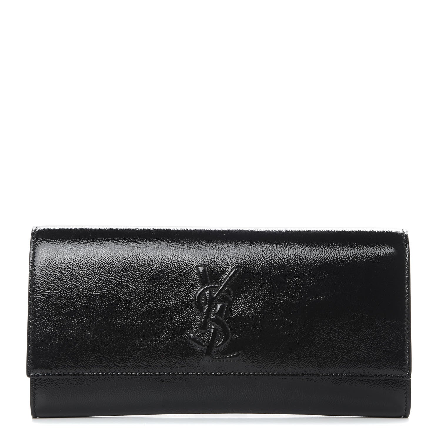 Saint Laurent Textured Patent Monogram Small Belle De Jour Clutch Black 1 of 8