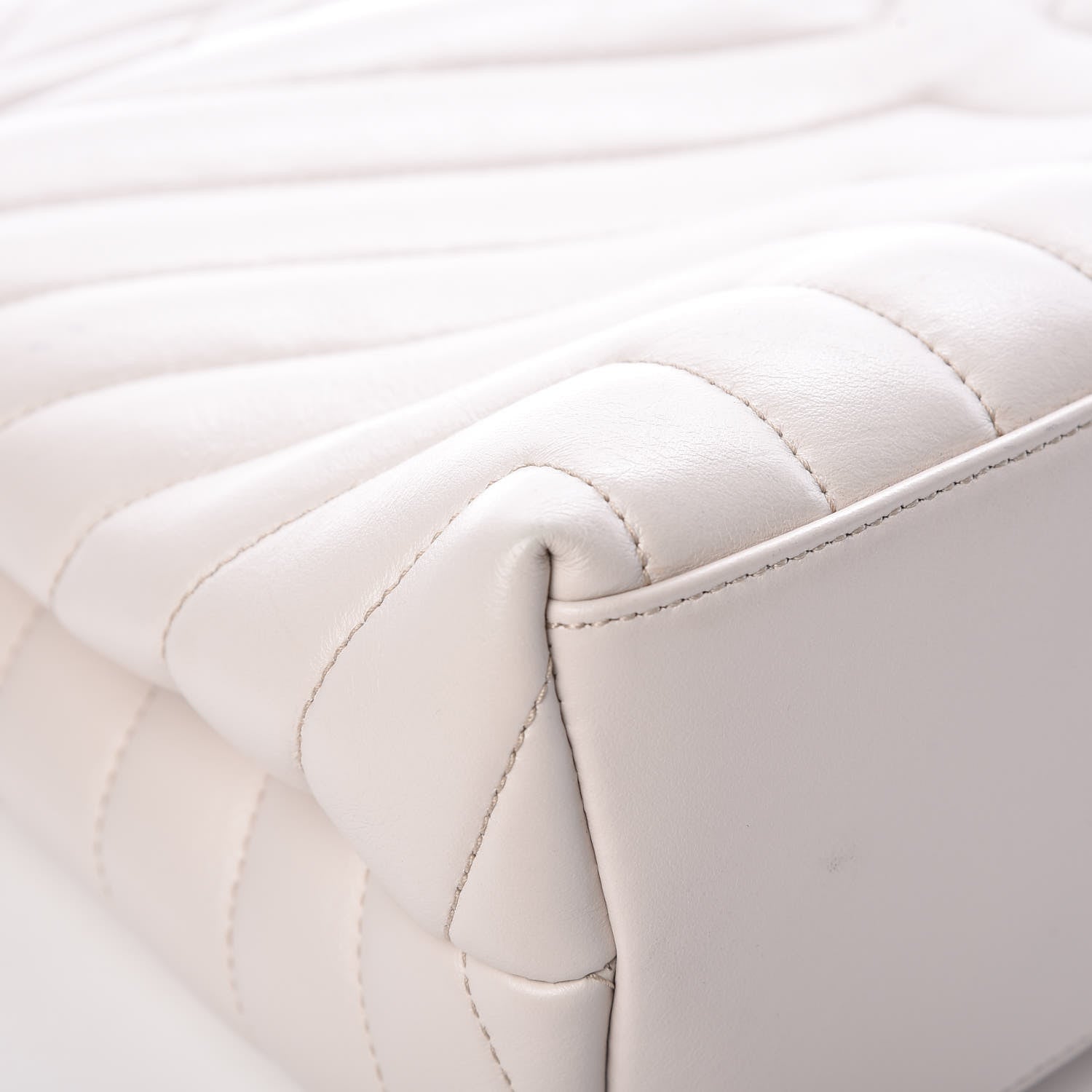 Saint Laurent Calfskin Y Quilted Monogram Medium Loulou Chain Satchel Ivory 9 of 12