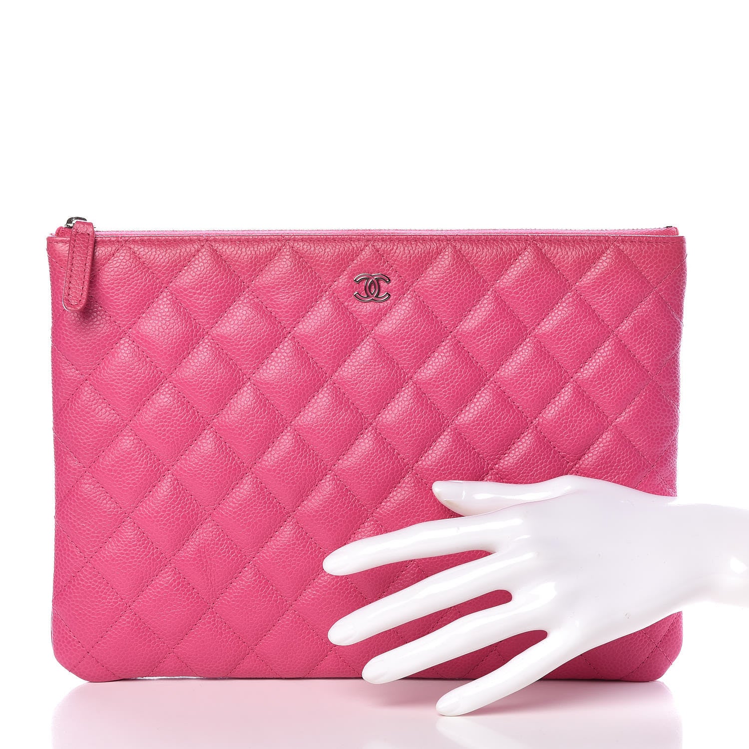 Chanel Caviar Quilted Medium Cosmetic Case Pink 2 of 12