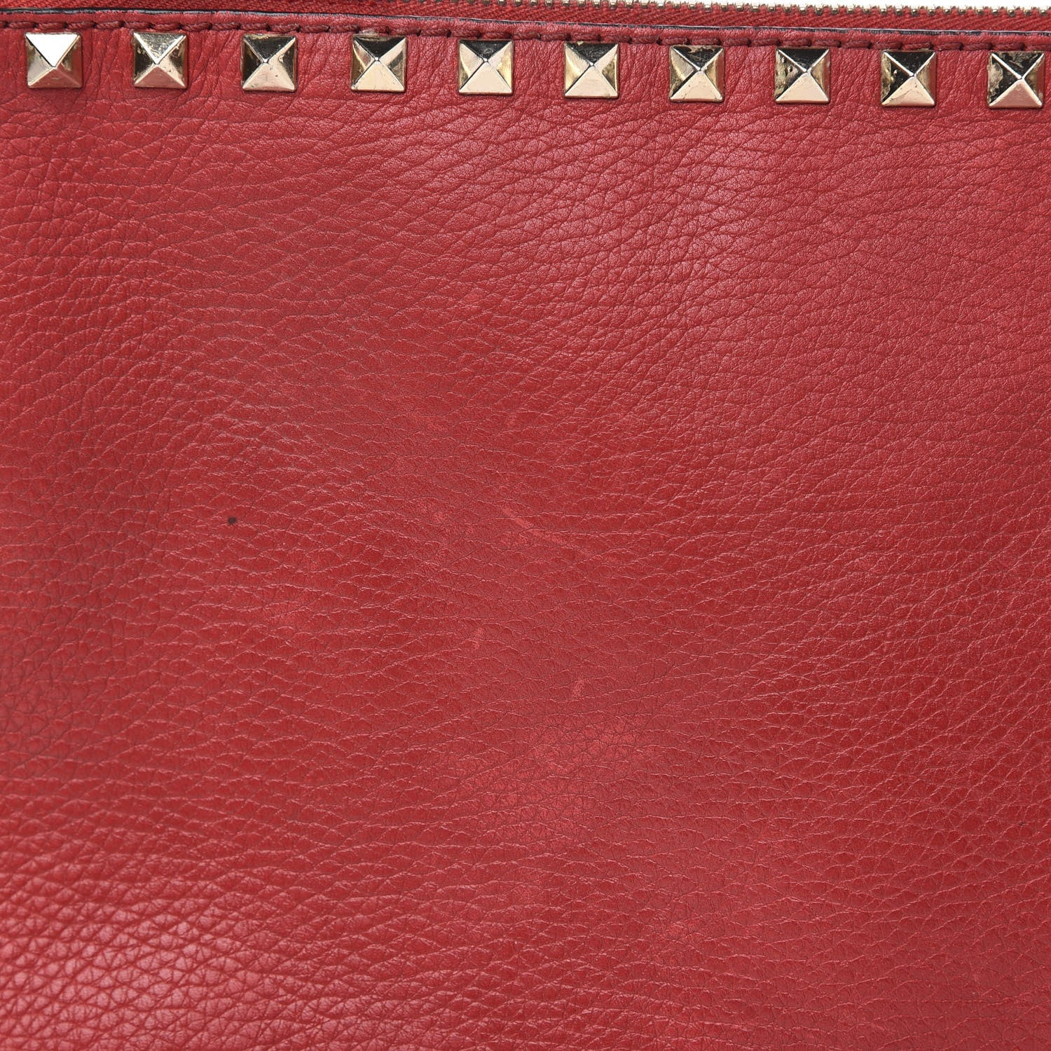 Valentino Garavani Pebbled Calfskin Large Rockstud Zip Pouch Rosso Valentino 10 of 12