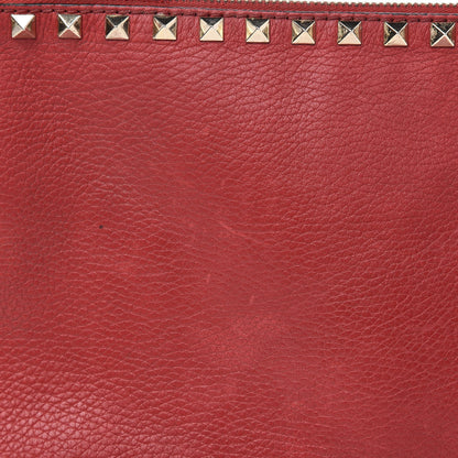 Valentino Garavani Pebbled Calfskin Large Rockstud Zip Pouch Rosso Valentino 10 of 12