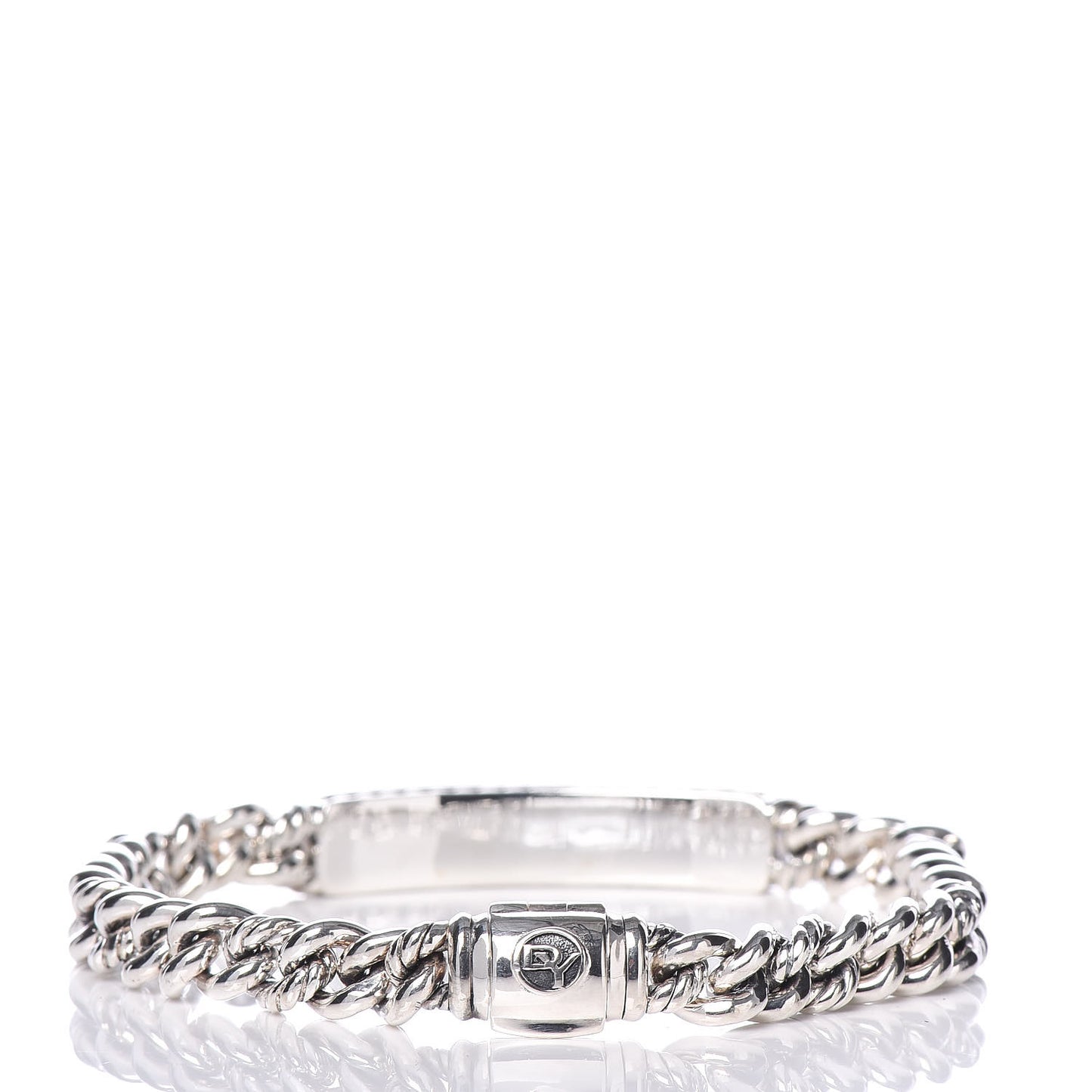 Sterling Silver Diamond 7mm Petite Pave Curb Link Love ID Bracelet