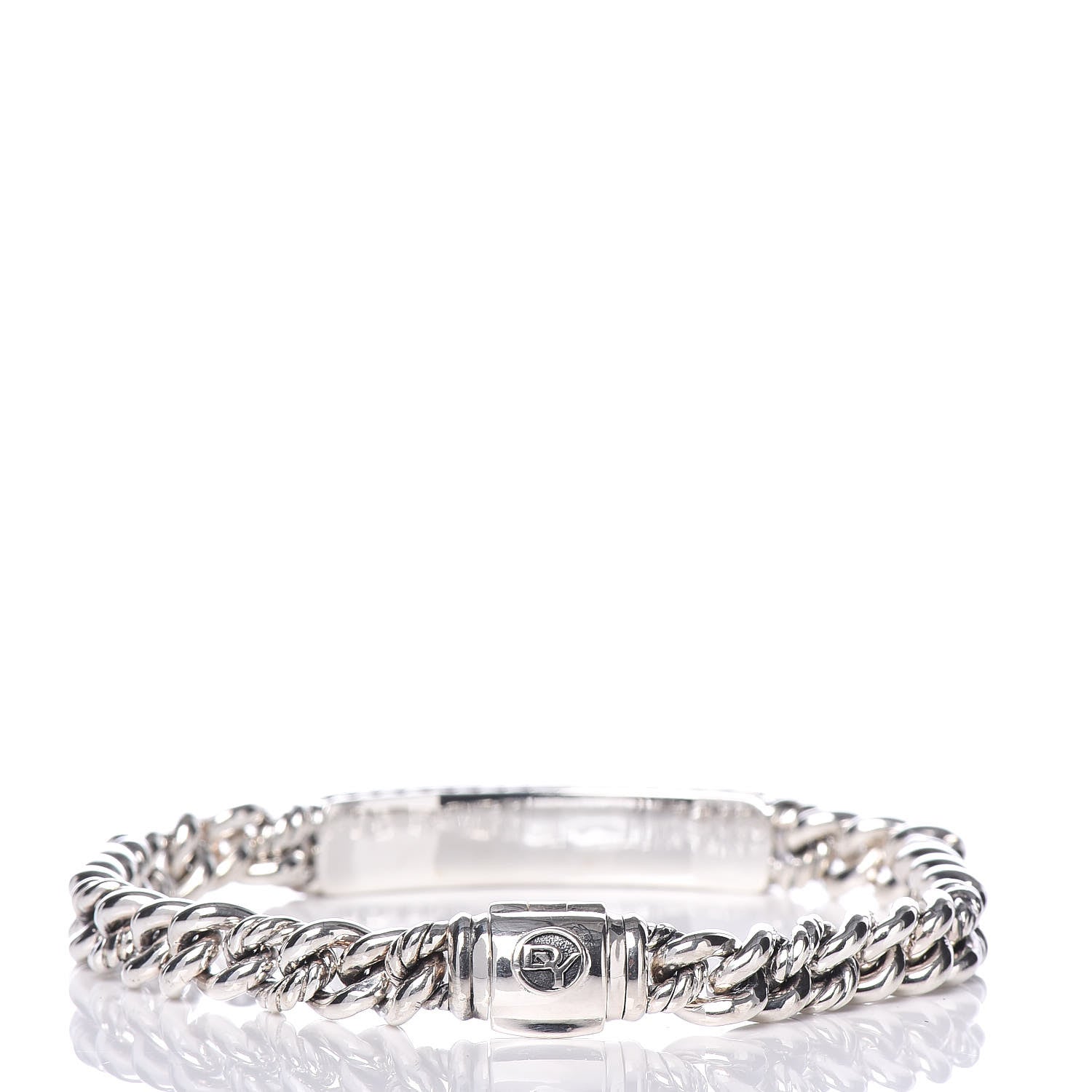 David Yurman Sterling Silver Diamond 7mm Petite Pave Curb Link Love ID Bracelet 3 of 6
