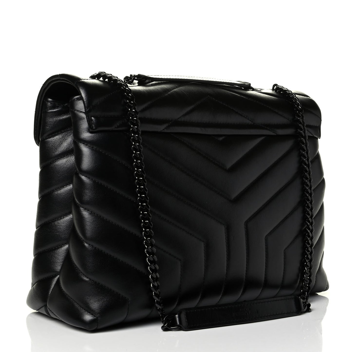 Calfskin Y Quilted Monogram Medium Loulou Chain Satchel Black