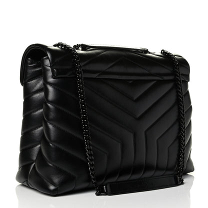 Saint Laurent Calfskin Y Quilted Monogram Medium Loulou Chain Satchel Black 2 of 5