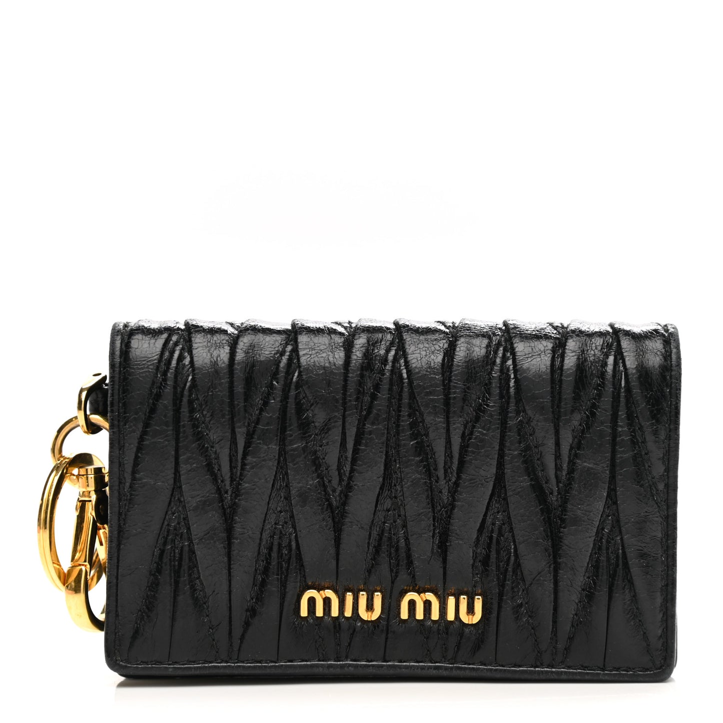 Nappa Matelasse Flap Card Holder Key Ring Black