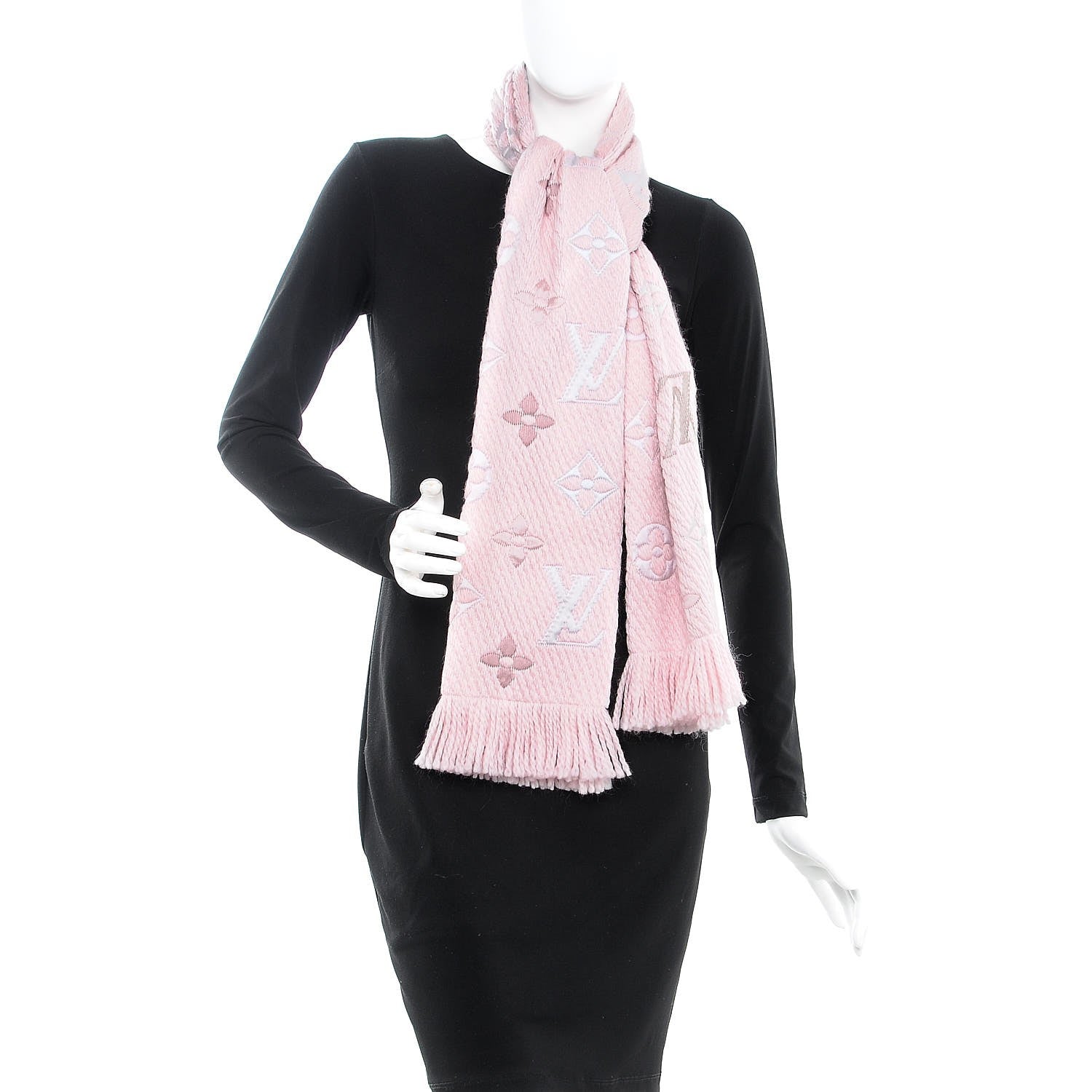 Louis Vuitton Wool Silk Logomania Shine Scarf Pink 2 of 5